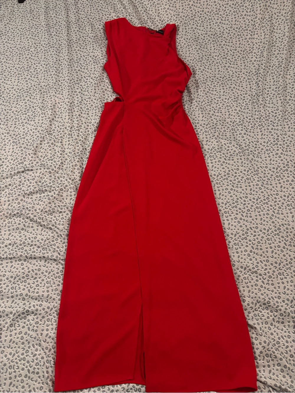 Zara Red Midi Dress with Side Cutout